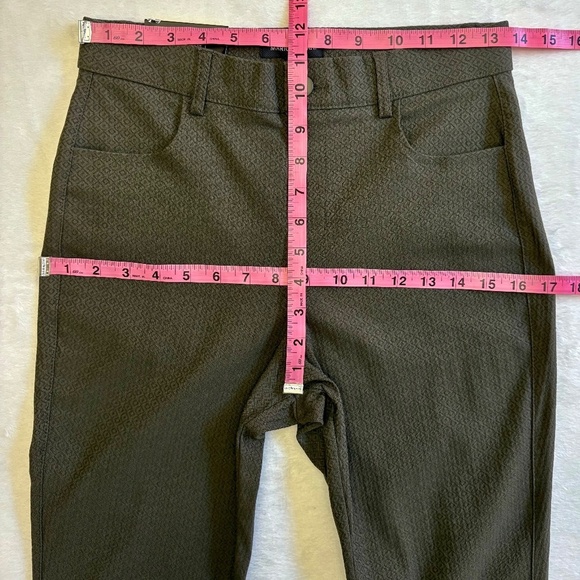 Mario Serrani Textured Slim Pull-On Pants, Green/Diamond Pattern, Small, NWT - Picture 9 of 13